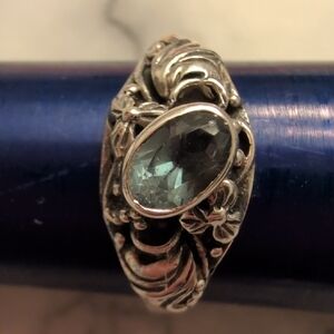 Vintage Sterling Silver Ring with Aqua Stone